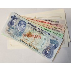 PHILIPPINES 1979 . TWO 2 - ONE HUNDRED 100 PISO BANKNOTES . SPECIMEN